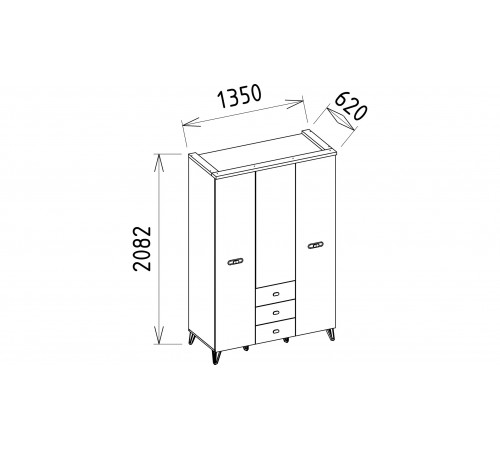 Трехдверный шкаф Менти (Menty) MENTY-21