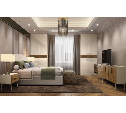 Пятистворчатый шкаф для одежды с зеркалами Богемия Вуд (Bogemia Wood) БМШ1/5 (Wo)